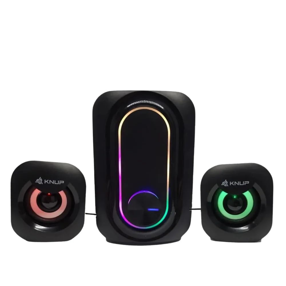 Caixa de Som Gamer 2.1 com Subwoofer, 11W RMS, Iluminação RGB, USB 5V, Compatível com PC