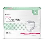 McKesson Super Adult Incontinence Underwear, [72 Count], Moderate Absorbency, Large, 44-58 in. Unisex Bladder Leak Protection, Pull-On Style with Tear-Away Sides, Postpartum and Incontinence Support