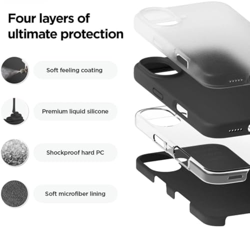 Image of Premium Liquid Silicone Case for iPhone 16 Plus - Slim Full Body Protective Back Cover with Soft Microfiber Lining, Anti-Slip Grip Scratch Resistant Phone Case (Black)