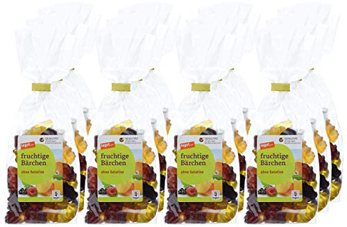 Tegut fruchtige Bärchen Vegan Gummibärchen (ohne Gelatine, ohne künstliche Farb, und Aromastoffe, Veggie Gummibären, mit dem Saft von Himbeere, Orange, Pfirsich und schwarzer Johannisbeere) 12 x 175 g Cover