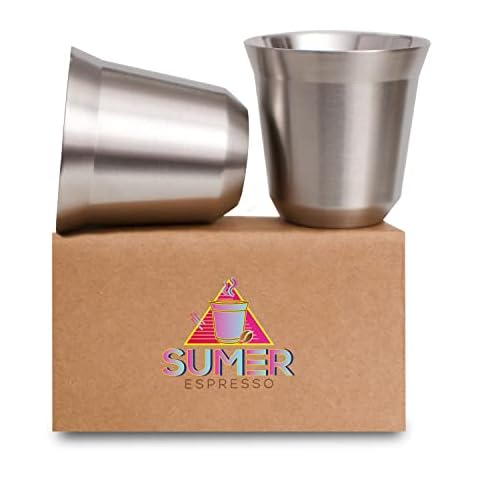 SUMER Espresso Tassen aus Edelstahl 2er Set 80mL Cover