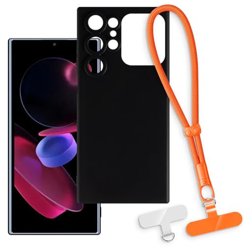 OAGELIM 2-in-1�ی�P�[�X�ƃ��X�g�X�g���b�v Oukitel C62 Pro �Ƃ̌݊������� ���O���\�ȃ��j���[�h�t���d�b�J�o�[�A����~�ߕ����h�~�O���b�v�n���h�� (�u���b�N + �I�����W)