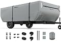 Vigorvan Pop Up Folding Camper Cover Fits 10'-12' Trailers, Upgraded 7 Layers Top Tent Trailer Cover, Anti-UV & Waterproof Folding Trailer Cover with Windproof Straps