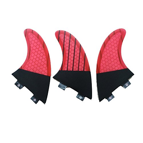Upsurf Surfboard Tri Fin Double Tabs Fins Carbon S/M Size Thruster Set (Red G5) #TOP1