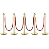 Pack of 5 Stainless Steel Barrier Posts Rope Demarcation Stand Ball Head Red Velvet Ropes Golden Column Crowd Control Barriers Barrier Stand Barrier Posts for Theater Wedding Museums and Exhibitions