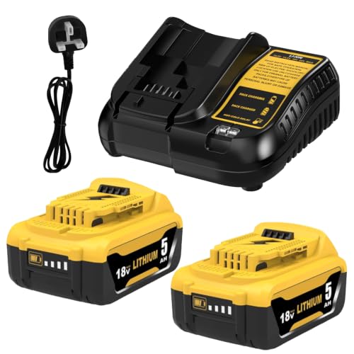 Image of 2Pack 18V 5.0Ah Batteries for Dewalt & 3A Fast Charger Combo Kit