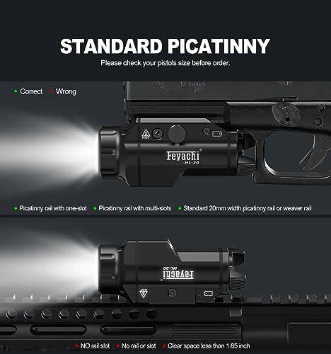 Feyachi HL-20 Pistol Light 1500 Lumen Upgrade LED Weapon Light Compact Rail Mounted Handgun Tactical Flashlight Rail Locating Keys for Picatinny, Black by Feyachi - Image 5