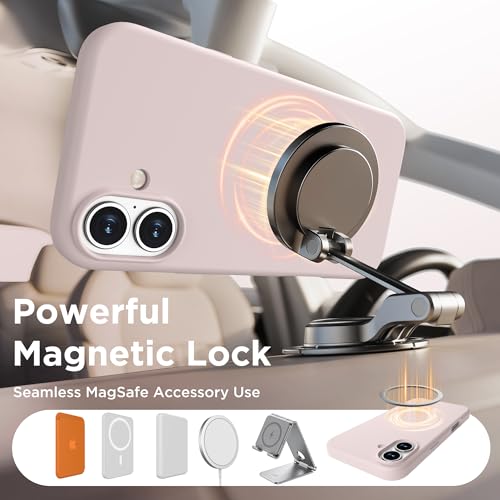 Image of Magnetic for iPhone 16 Case, Compatible with MagSafe, Liquid Silicone Phone Cover with Screen Protector & Camera Protector, Soft Anti-Scratch Microfiber Lining Inside 6.1 inch, Lovely Pink