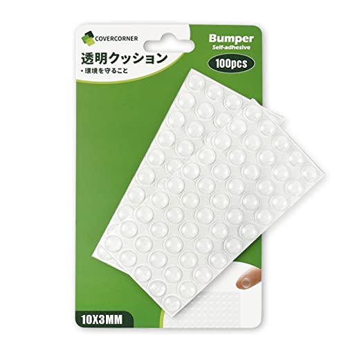 COVERCORNER 100粒入 滑り止めシール 人気家具 戸当たりクッション 滑り止め マット クッションゴム 強力粘着タイプ 適用 階段 浴室 (半球形 透明)(直径10mm×厚さ3mm (100粒セット))の商品画像（Amazon）