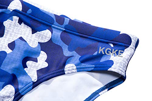 KGKE Mens Sexy Swim Briefs Camo Pattern Bikini Swimsuit for Men (Blue Camo, M)