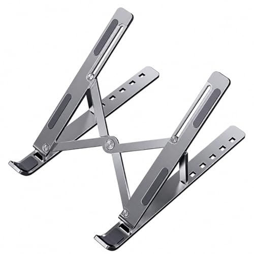 Image of Adjustable Laptop Stand with Aluminum Build & Anti-Slip Silicone Rubber Pads | Portable Foldable Ergonomic Riser for Laptop & Other Devices | Ideal for Home or Office Desk Setup