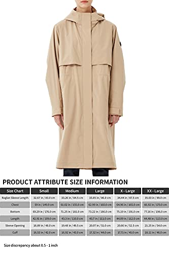 Off The Door Women's Long Trench Coat Lightweight Rain Jacket Hooded Active Outdoor Anorak Raincoat Windbreaker (Beige, Medium, M) #TOP6