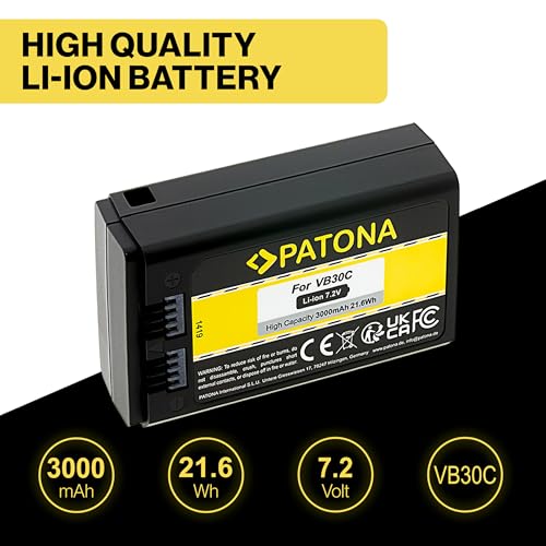 PATONA Akku VB30 3000mAh USB-C Input kompatibel mit Godox WB100 V1 Pro Rundkopf Kamerablitz V850III Flash V860III AD100Pro, mit Überladungs- & Kurzschlussschutz, hochwertige Markenzellen