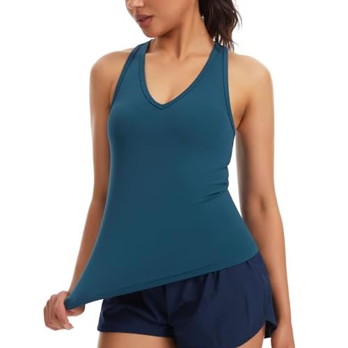 THE GYM PEOPLE Women’s V Neck Workout Tank Tops Racerback Slim Fit Sleeveless Yoga Running Athletic Shirts