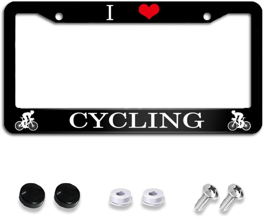I Love Bowling License Plate Holder, Chrome Metal Auto License Plate Frame Tag Holder Frame Cover - 12""x6"" for Universal Cars