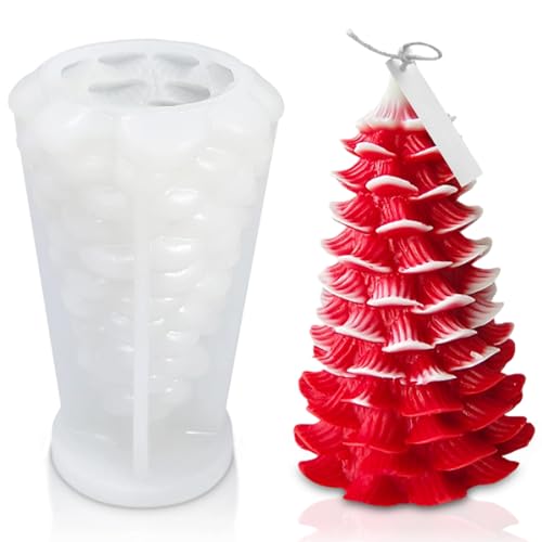 Moldes de Silicona para Velas Decorativas Navideñas, Molde de Vela para Árbol de Navidad Molde de Vela de Forma de Árbol 3D Vela árbol Navidad Forma para DIY Jabón Fabricación de Velas