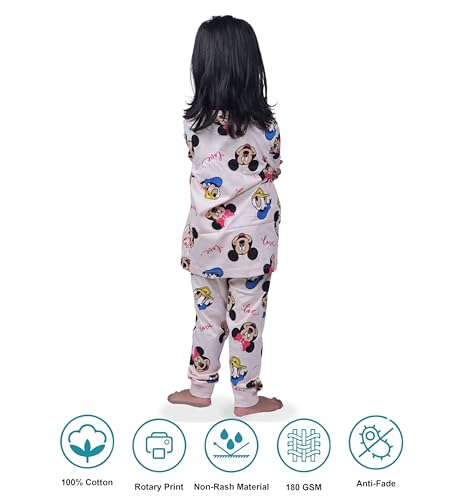 Image of Hestia | H.NSG.N.1 | Kids Girls Nightwear | Sleepwear | Cotton |Trouser Full Sleeves Tshirt | Elastic Waist |Night Dress with Pyjama Tshirts for Girls|All Over Horse Printed |Blue Color 4-6Yrs |Set 1