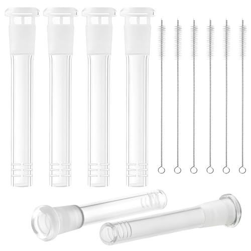 HONKID 14mm Compatible Down Stem Glass Tube 120mm Thick Borosilicate Glass Tubes Smooth Interior 6pcs with Cleaning Brushes Heat & Acid Resistant for Lab Use