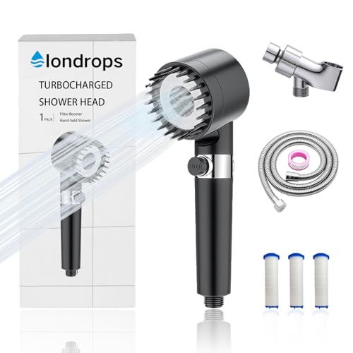Iondrops Filtered Showerhead High Pressure Handheld Hydrojet Nozzle Kit for Men, Women, Children and Pets.