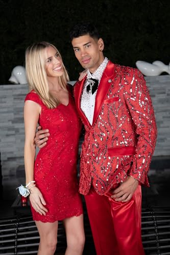 Barabas Men's Floral Sequin Embroidered Design Peak Lapel Blazer 5BL093