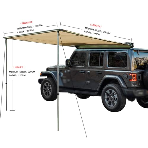 Waterproof Car Awning Sun Shelter for Camping, Rooftop Pull-Out Retractable Vehicle Awning Tent, Height Adjustable, Suitable for Truck, SUV, Van, Campers - Image 5