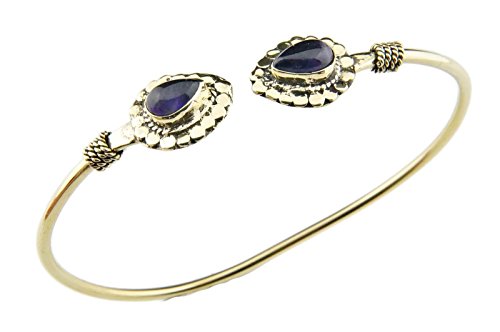 Preisvergleich Produktbild mantraroma Armreif Armband Messing golden Amethyst lila (932-05-015-01)