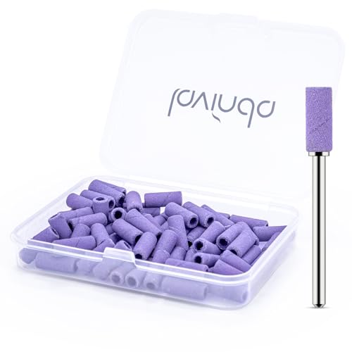 Lavinda Small Sanding Bands Nail Drill Bit, 80 Piece Extra Fine Sanding Bands for Nail Drill with 3.1mm Mandrel Bit for Acrylic Nails Gel Removing Shaping Polishing Nail Salon Use (240 Grit, Purple)
