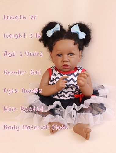 Image of HOOMAI Lifelike Reborn Baby Dolls with Soft Body African American Realistic Girl Doll 22.8 Inch Best Birthday Gift Set
