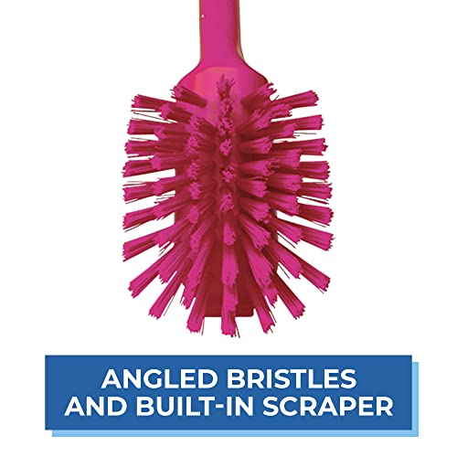 Image of Vikan 42371 Brush,Dish,Scraping Edge,Medium,11 inch,PP /PBT,Pink