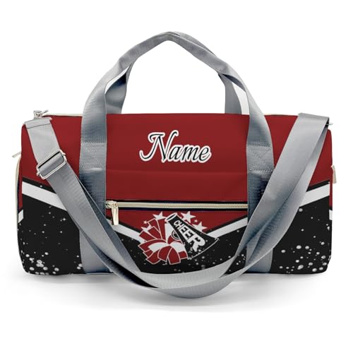 Cheer Cheerleader Personalized Duffel Bag Customized Yoga Sport Bags with Name Travel Duffel Bag Shoulder Bag Deep Red Weekender Bags with Shoe Compartments2