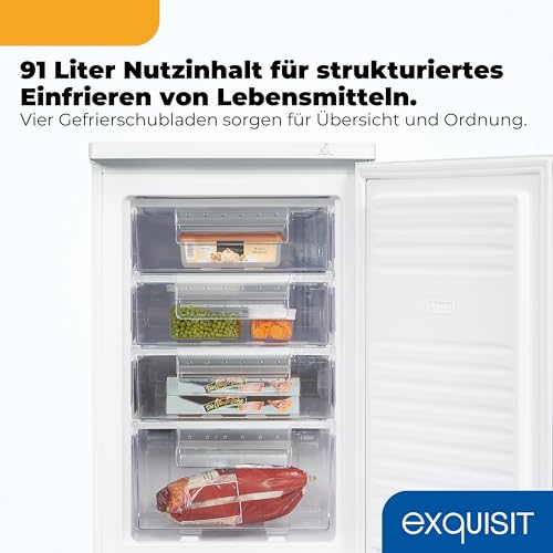 Exquisit Exquisit Gefrierschrank | 91 l Nutzinhalt, Energieeffizienzklasse E, 40 dB(A) | kompakte Bauform, 4-Sterne-Gefrieren, manuelle Temperaturregelung, wechselbarer Türanschlag | GS512-040E weiss - Funktionsansicht 5 | Gefriertruhen