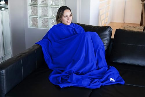 Image of BlueHills Ultra Compact Travel Blanket 2 Pack Large Soft Cozy Portable Blanket with Carry Case and for Flight Airplane Car Layover Camping Hotel Blue C205-2PK-Royal