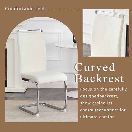 Image of Baysitone Modern Dining Chairs Set of 8, Side Dining Room Chairs, High Back Kitchen Chairs with Suede Fabric Padded Seat for Dining Room,Kitchen, Living Room Cream White