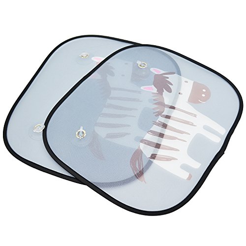 Lepo Pack de 2 bebé coche ventana Parasol con patrón de zebra para bloqueo de rayos UV y luz solar nocivos  cebra  (17 "x14)
