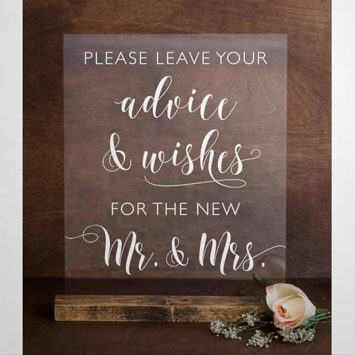 Rustic Wooden Signs Wedding Advice and Well Wishes Acrylic Sign Wall Art Decor Kitchen Cafe Pub Decor Gift 8x12 INCH