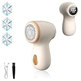 【2025アップグレード版 毛玉取り】電動 けだまとり 毛玉クリーナー 3段階のスピード調整 毛玉取り器 液晶ディスプレイ付き 強力6枚刃 代替ブレード*2 低騒音 持ち運び便利 Type-C充電式 安全装置 持ちやすく軽量 あらゆる洗濯物、靴下、衣類、寝具、カーペット 旅行 専業主婦 家庭用ギフト ホワイト