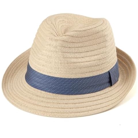 Straw Trilby Hat for Men - Summer Straw Fedoras Sun Hats Travel Beach Panama Hat Cover