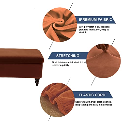 Image of FUANGUI Ottoman Cover Stretch Storage Ottoman Bench Slipcover Printed Folding Storage Bench Ottoman Cover Footrest Stool Slipcover Footstool Protector Cover with Elastic Bottom,Medium