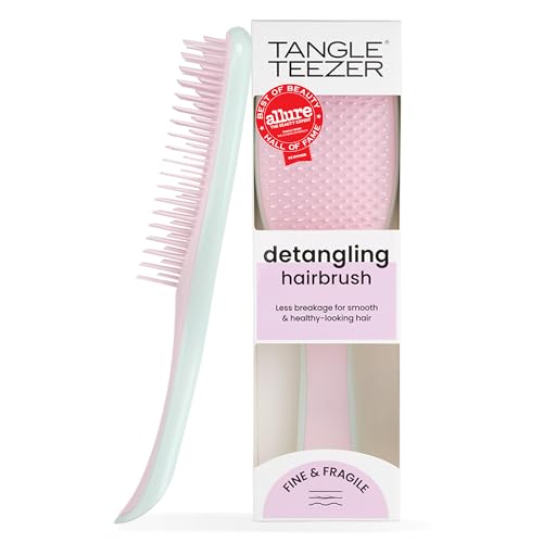 Tangle Teezer Fine Ultimate Detangler Brush, Dry & Wet Hair Brush to Detangle & Reduce Breakage for Fine Hair Types, Marshmallow Pink & Mint