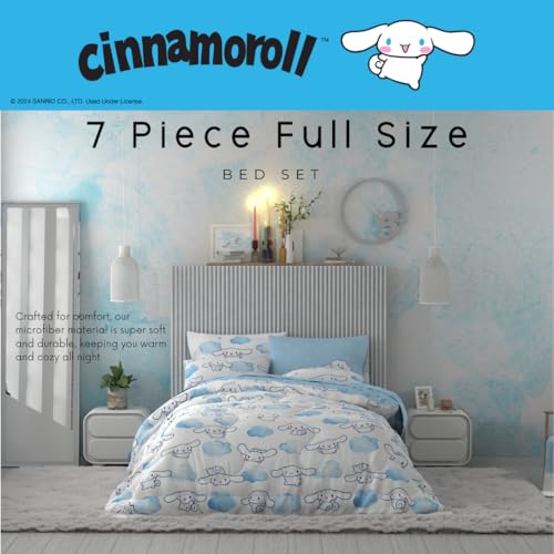 Image of Cinnamoroll Bedding 7 Piece Super Soft Cozy Reversible Comforter and Sheet Set with Sham, Full, (100% Official Licensed Product) By Franco
