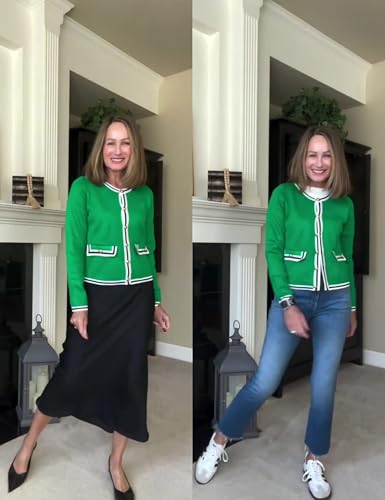 Xiaoxuemeng Womens Cardigan Sweaters Cropped Striped Button Down Knit Jackets Open Front Trendy Lady Fall Outfits2