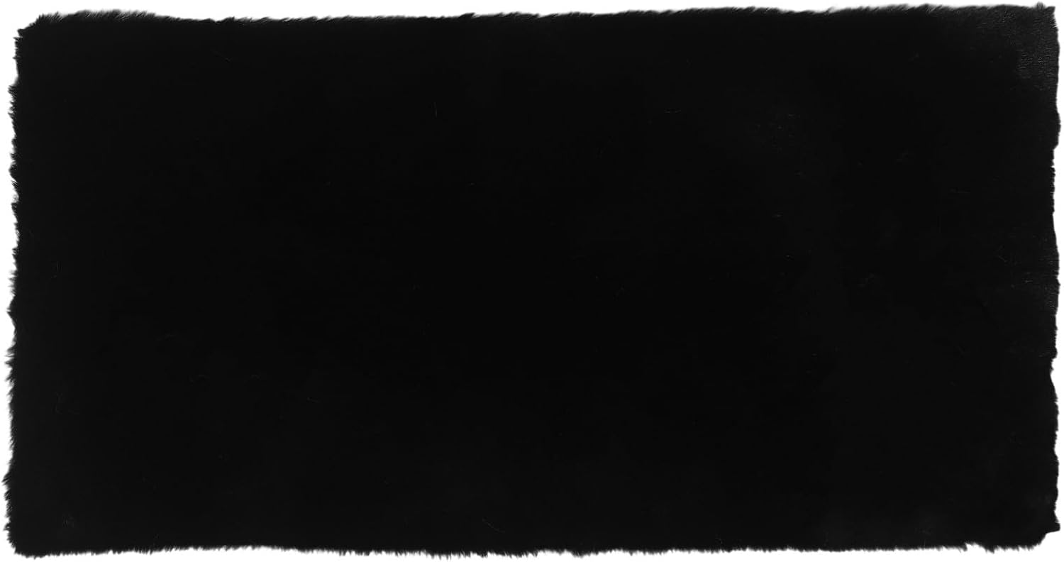 Black Plush Rectangular Vanity Mat Tabletop Protector Pad