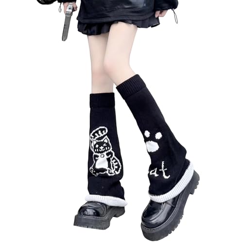 Image of WODECASA Girls Kawaii Leg Warmers Knitted Flared Leg Sleeves Goth Crochet Baggy Cuff Ankle Heap Socks