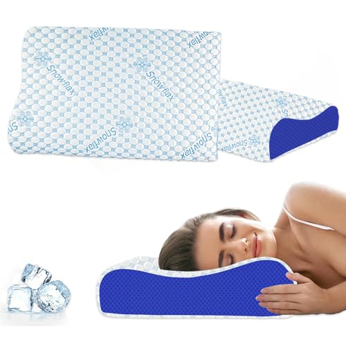 Image of AYKA Cooling Cervical Memory Foam Pillow for Neck & Shoulder Pain Relief | Orthopedic Contour Pillow for Sleeping & Spinal Alignment | Ergonomic Support | 2-Year Warranty (Set of 2)