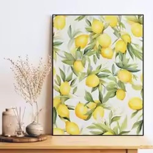 Peinture à l'huile sur toile motif citron chic et vintage pour salon chic