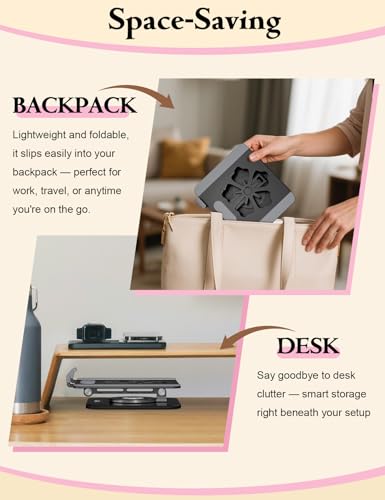 Image of Rotating Tablet Stand for Desk, Aluminum Office Desk Accessories for Women Moms iPad Gifts Home Office Portable Monitor Stand for iPad, Compatible with iPad Pro, Air,Kindle, 4-12.9 inch,Black