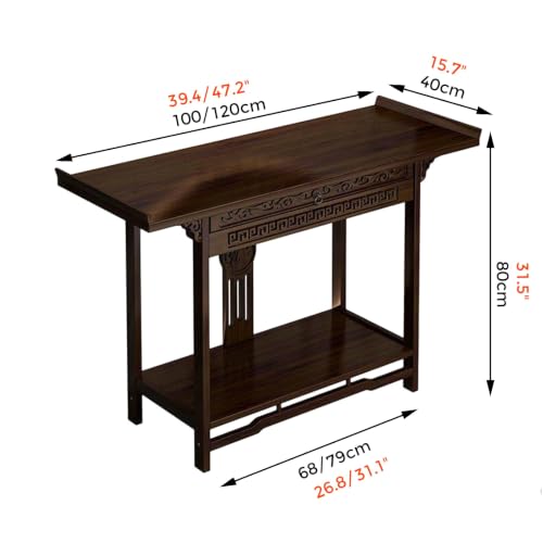 Mesa consola con cajón y estante inferior tallada para almacenamiento auxiliar en el salón 3