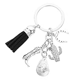 Healvian Keychain à Thème En Jean Porte-clés Chapeau Occidental Porte-clés Pendentif D...