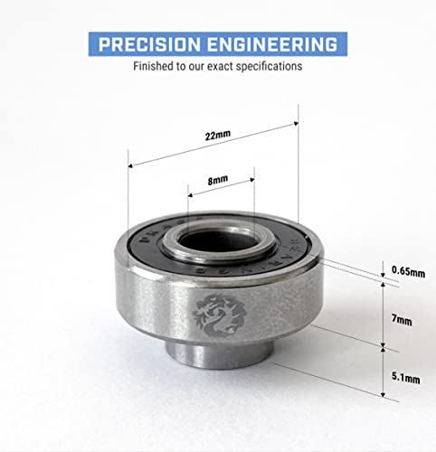 Fireball Dragon Precision Skateboard Bearings | 608 Bearing for Skateboards, Longboards, Inline Skates, Roller Skates, Spinners (Built Ceramic 8)