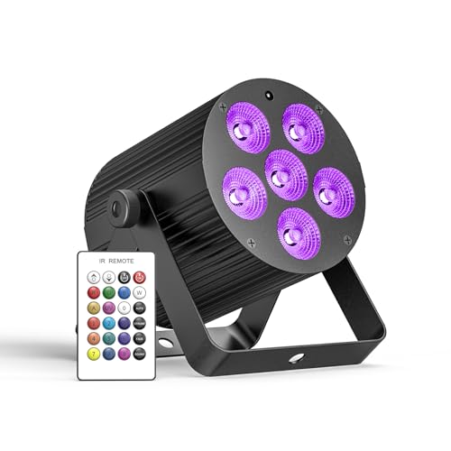 Rechargeable Stage Lights, 60W LED RGBWA+UV Battery Powered Par Can Lights with 5500mAh, Remote DMX Sound Activated Uplights for Events, Party, Wedding, Concert, Dance - 1Pc